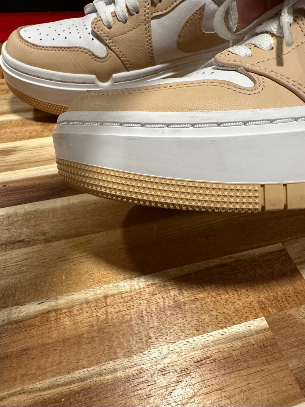 Nike Air White and Tan Platform Low-Top Sneakers 472